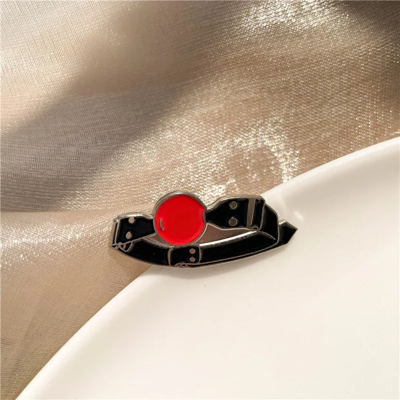 creative red ball collar shape enamel brooch punk funny round belt  alloy badge men women bag clothes accessories gift jewelry