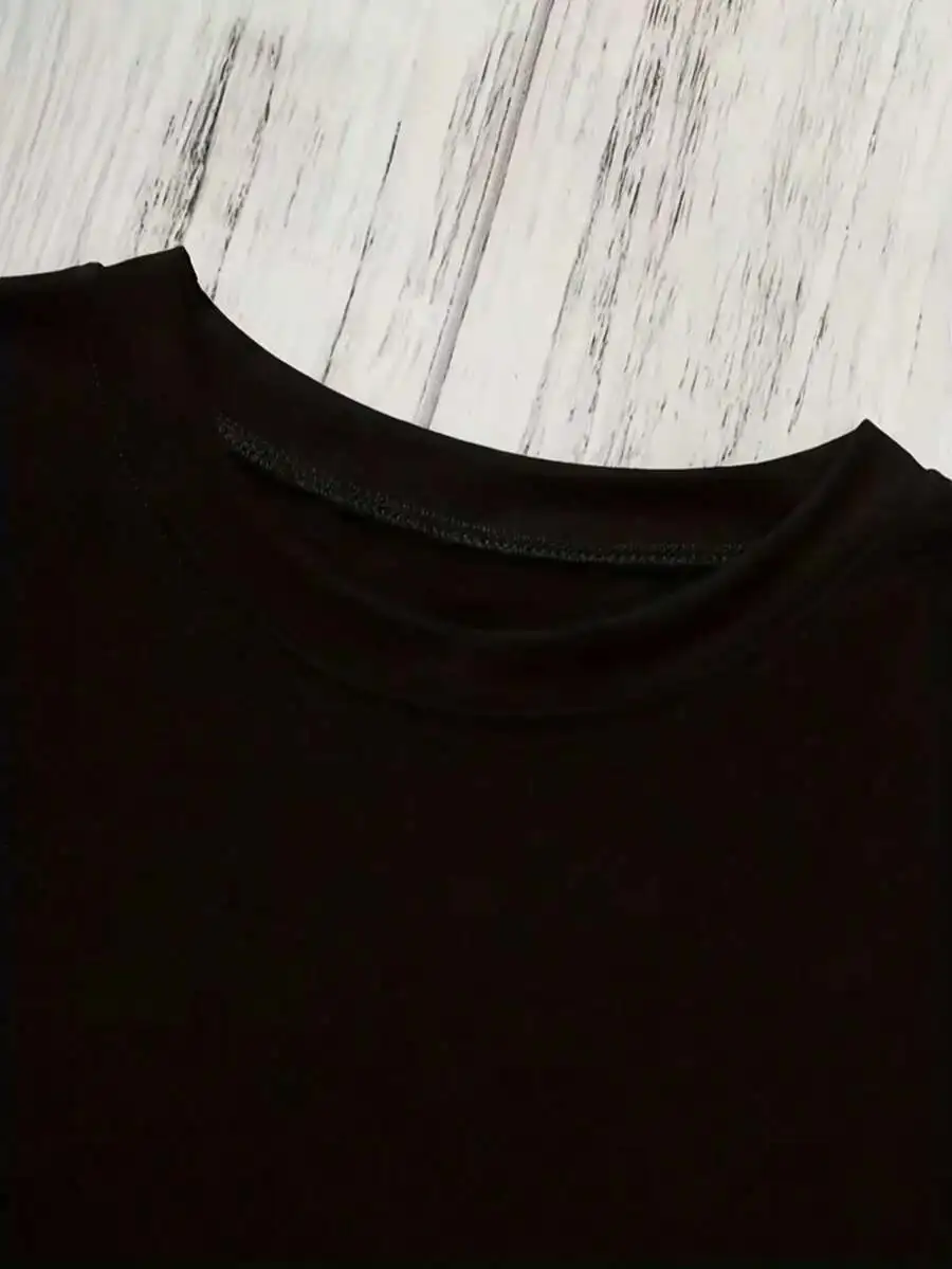 

Men Summer Casual Round Neck T-Shirt Soft Ribbed Collar Slightly Elastic Daily Wear