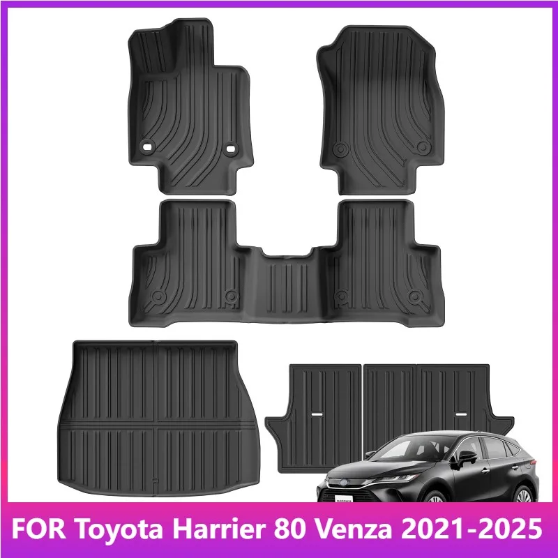 

Коврики для Toyota Harrier 80 Venza 2021-2025 TPE 3D автомобильные коврики грузовой вкладыш багажник/накладка на спинку водонепроницаемый черный