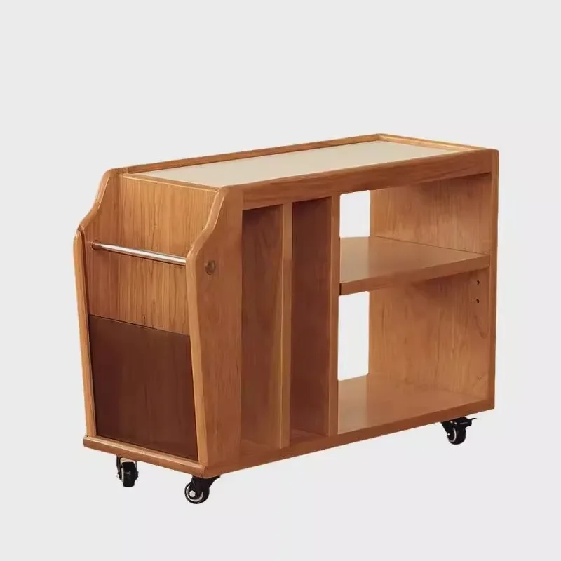

Nordic retro solid wood mobile coffee table living room furniture sofa side cabinet small shelf