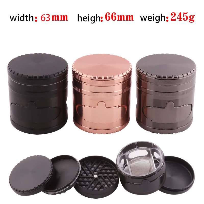 Zinc Alloy Tobacco Crusher Smoke Grinder Mill Grinder Herb Grinder Tobacco 63MM 5 Layers Hand Herb Grinder Smoking Accessories