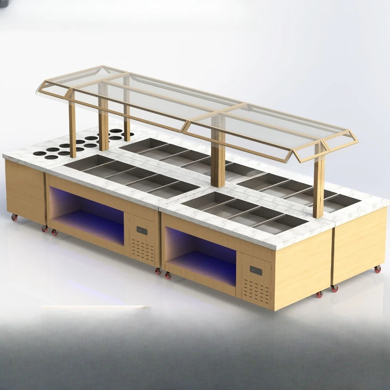Self-Service Barbecue Refrigerated Display Cabinet Ice  Stand Catering Fresh-Keeping