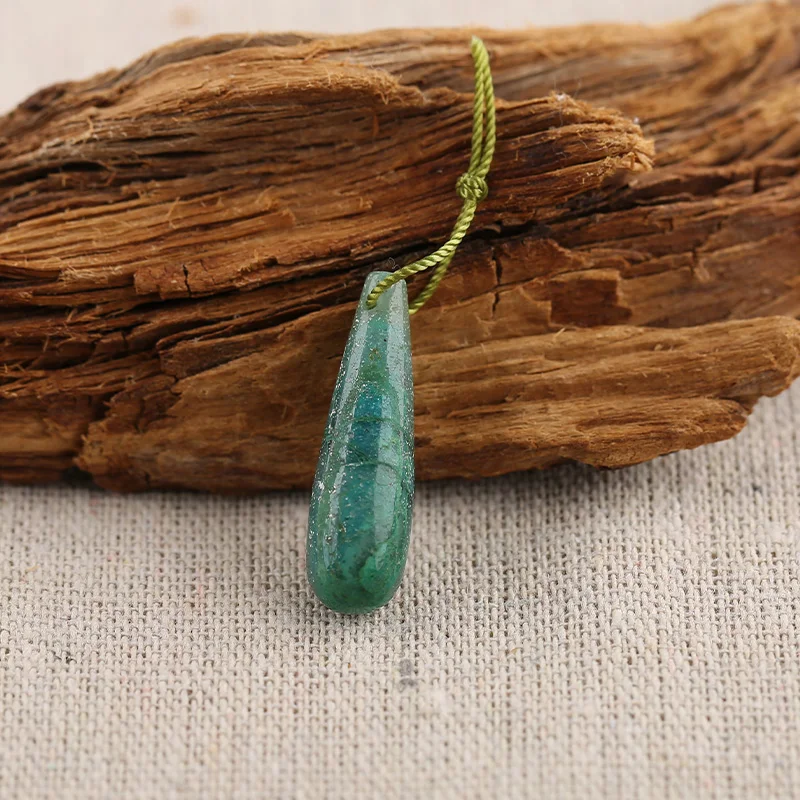 B&F Drop Chrysocolla Pendant Beads, Handmade Natural stones beads, Polished Stones for jewelry Making Supplies