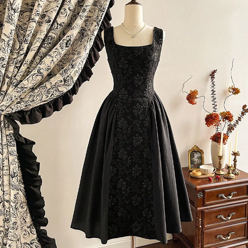 2025, Herbst-Design, geprägtes Tank-Kleid, mittellanges Kleid für Damen von Rui Chou, französisches elegantes Kleid, Robe, Vestido für Damen