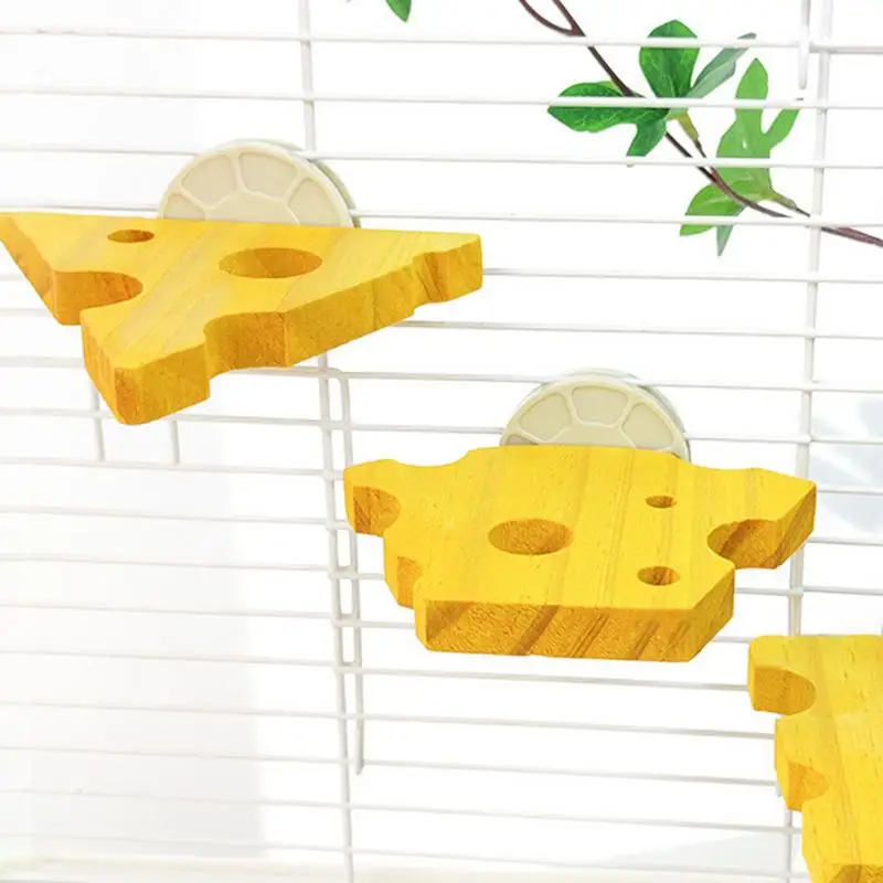 Pet Parrot Claw Grinding Wooden toy Bird Perching Cage Accessories Cheese Shape Wood Stand Perches for Cage Bird Supplies