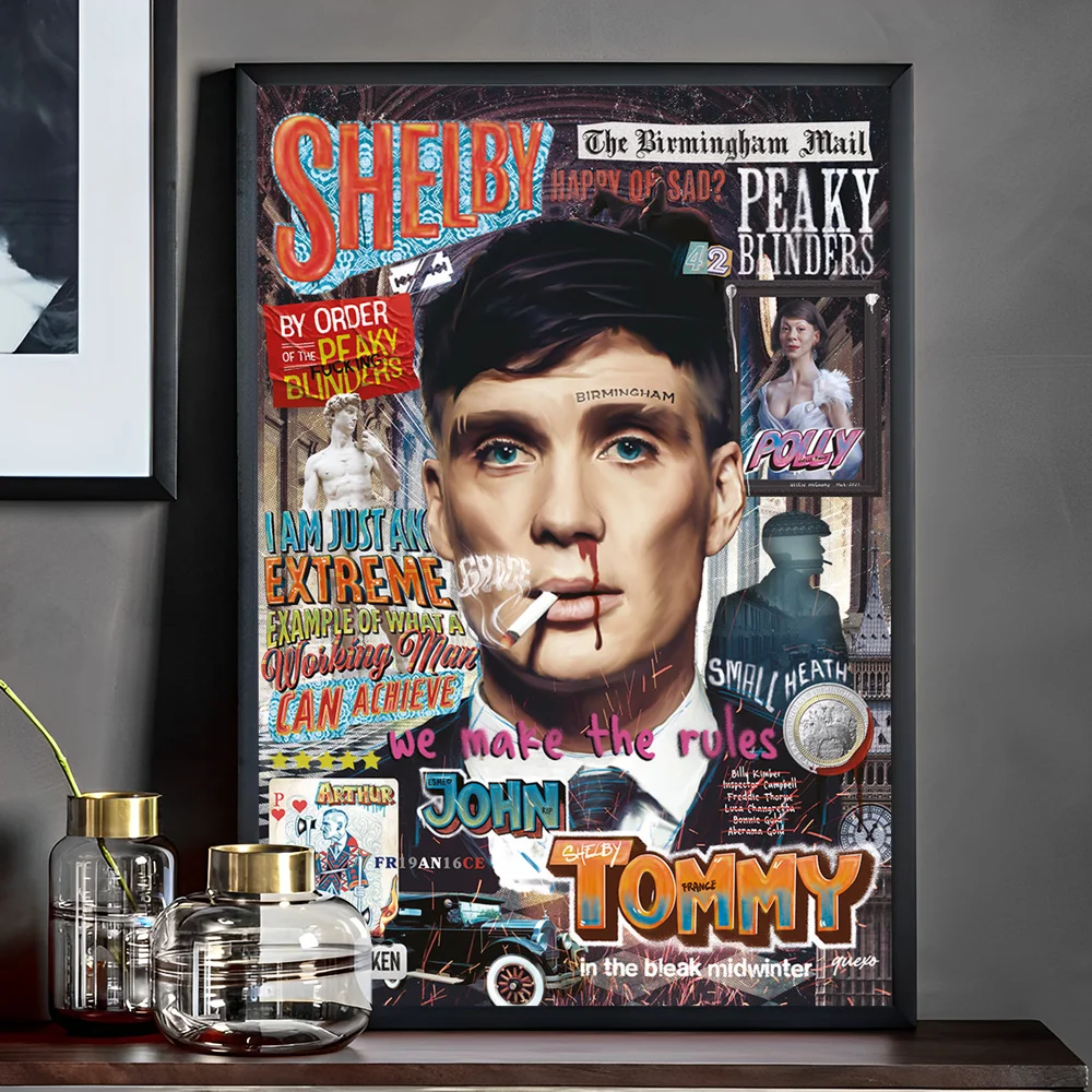 Póster de arte autoadhesivo de Thomas Shelby, impresiones de whitetaper, carteles, ilustraciones, arte estético, pintura de pared