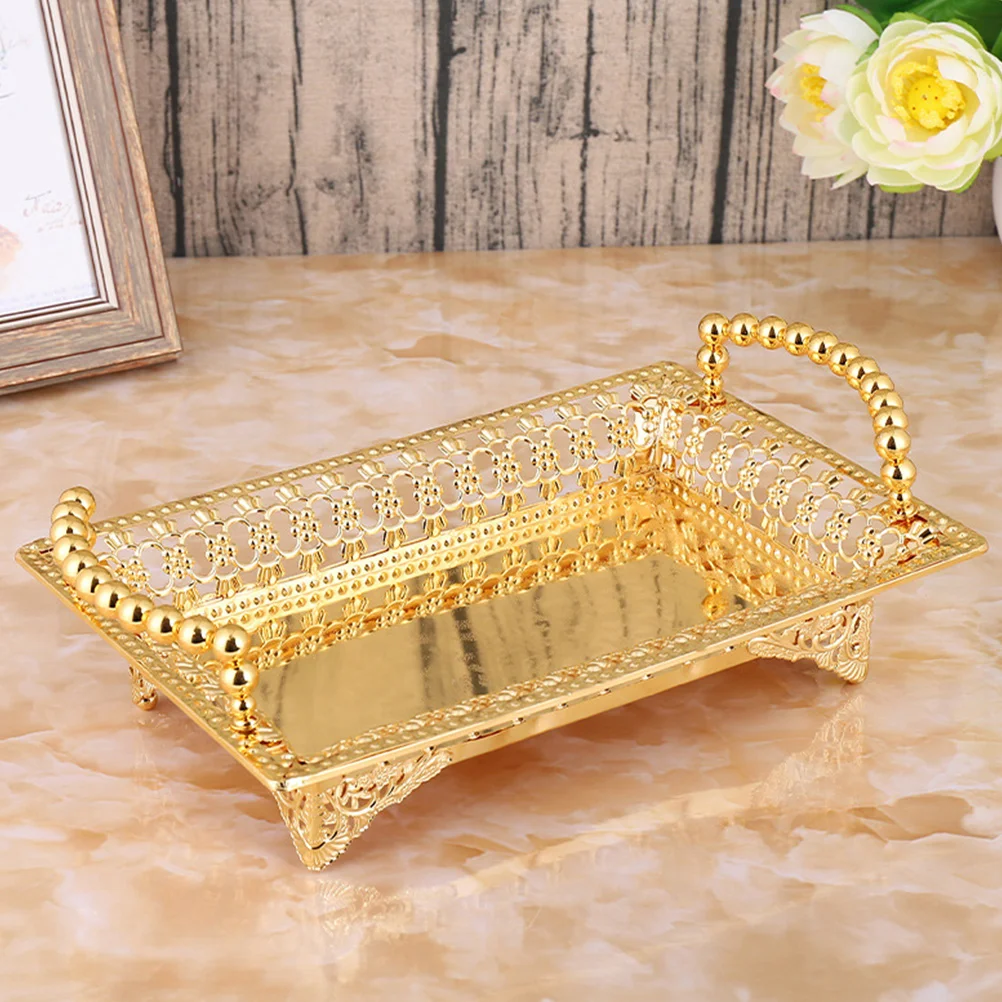 

Металлический поднос для фруктов, сервировочное блюдо для еды, сушеные серебряные прямоугольные подносы для полотенец, большие с ручками