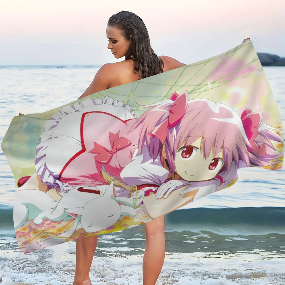 Puella Magi Madoka Magica Toalla de playa dibujos animados lindo verano niños Toalla de playa de baño grande microfibra absorbente para viajes de natación