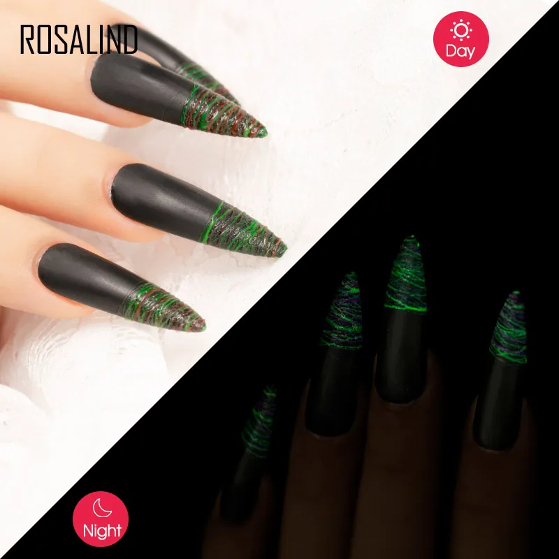 ROSALIND Nail Polish Gel Paint Soak Off Night Glow Wire drawing Adhesive Nails Gel Enamel Design Manicure Nail Painting Lacquer