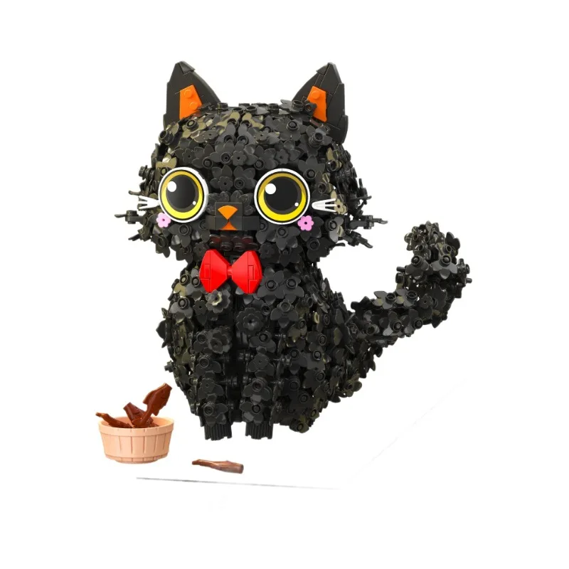 Black Floral Cat Model Kit Building Toy for Girls Ideal Gift for