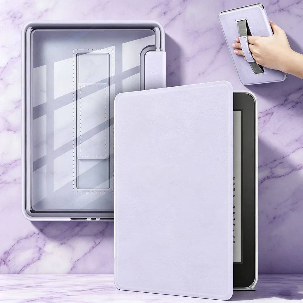 PU Leather Clear Back Case For Kindle Paperwhite 10th Generation Case 6'' 2018 with HandBelt PQ94WIF Ebook Wake UP Sleep Cover