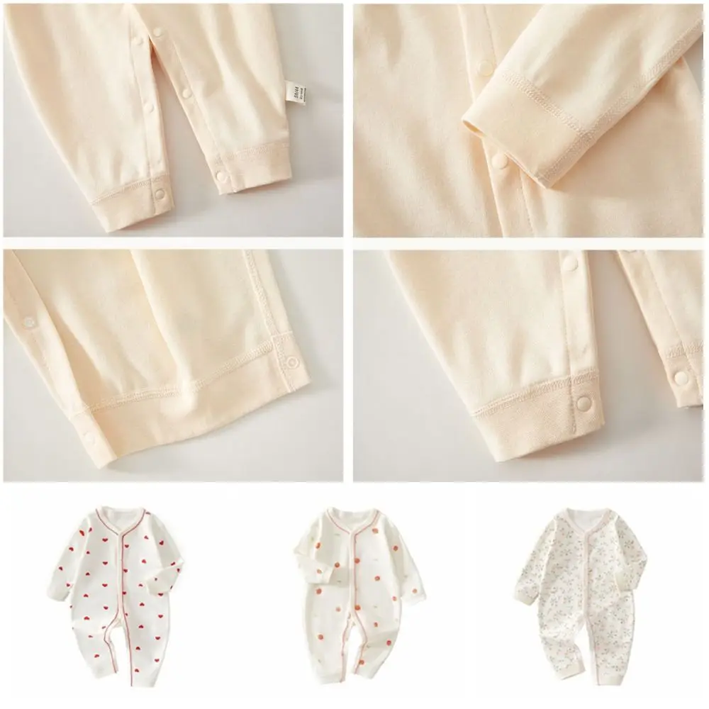 أزياء طويلة الأكمام الطفل رومبير لينة النسيج الفراولة الكرتون الحب ارتداءها شريط القطن الخالص الوليد نيسيي هدية مجموعة #3