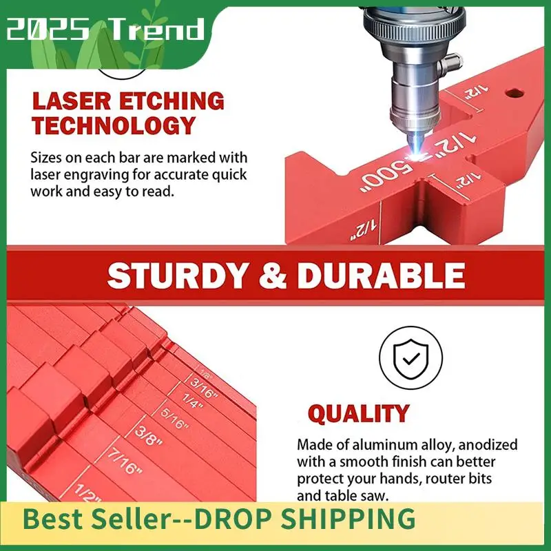 

AA14 New 7Pcs Aluminum Precision Setup Blocks Height Gauge Set For Router Table Saw Accessories And Angle Woodworking Set Up