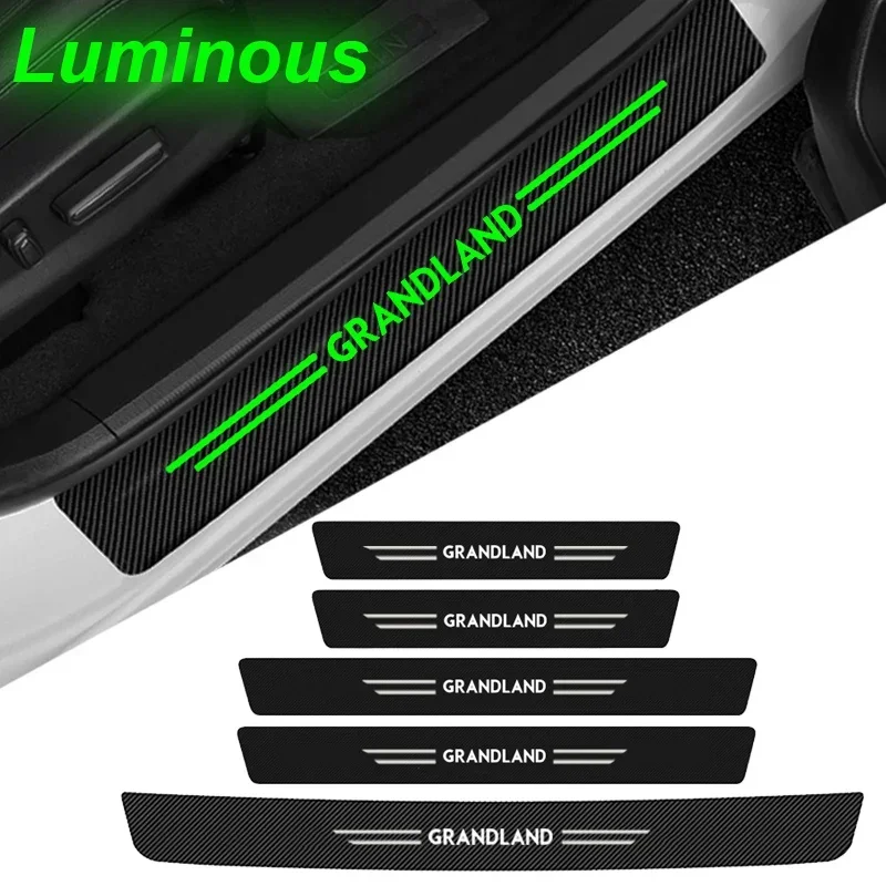 Luminous Car Door Sill Protector Rear Trunk Bumper Guard Threshold Stickers for Opel Grandland 2017 2018 2019 2020 2021 2022