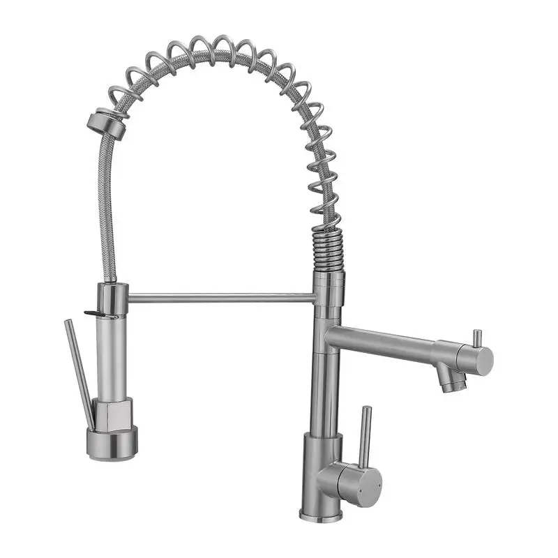 

Stainless Steel Commercial Kitchen Faucet with Pull-Down Sprayer and Single Handle for Sink