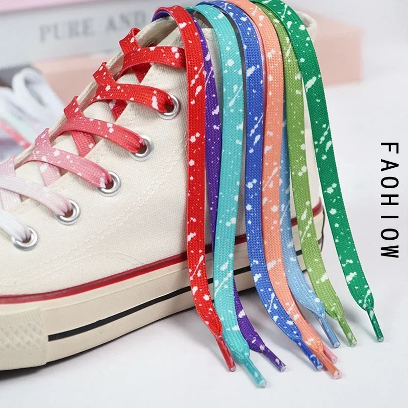 

Gradient Colorful Shoelace Splash Ink Printing Flat Shoelaces for AF1 Women Men Sports Casual Basketball Canvas Shoes Shoe Laces