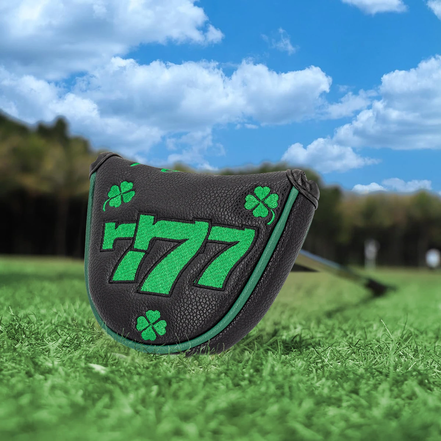 777 Clover Golf Protective Cover, Golf Putter Cover, PU Material Dustproof and Scratchproof, Protecting Your Golf Club, Black