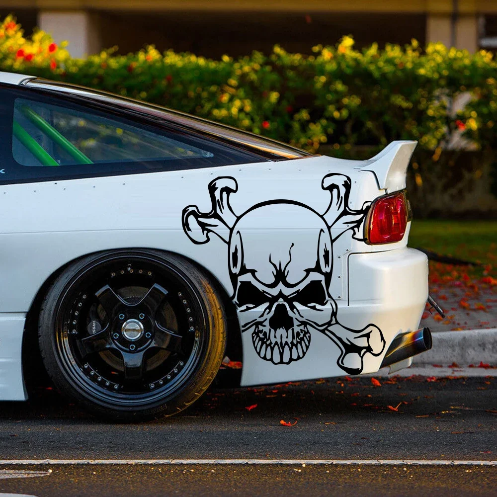 

Череп скрещенные кости автомобильная наклейка наклейка для грузовика прицеп капот двери кузова боковая авто автомобиль виниловый декор