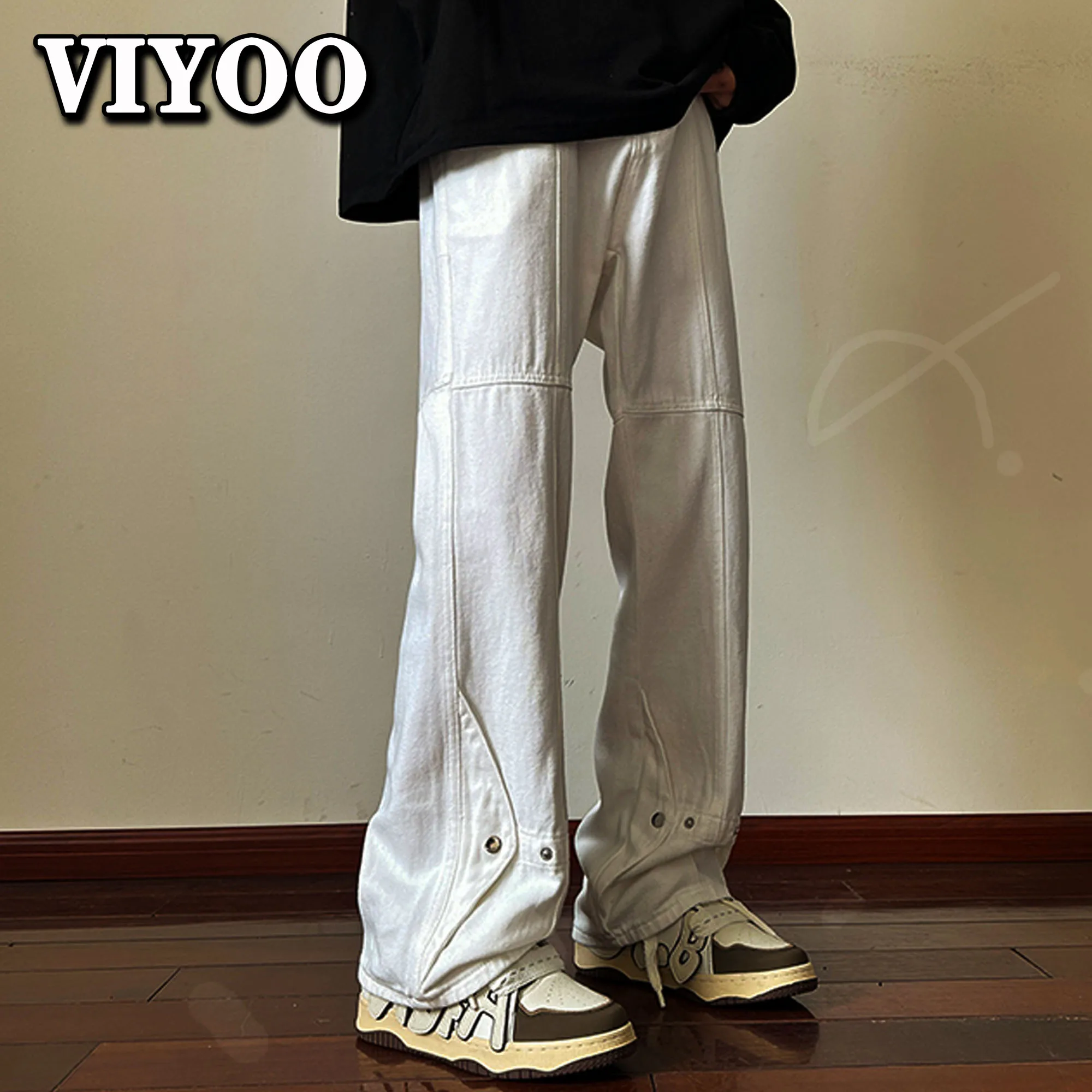 Y2K Clothes High Waist Pants Men\'s Spring High Streetwear Jeans Baggy Straight Tide Casual Trousers Korean Style 2023 Fashion