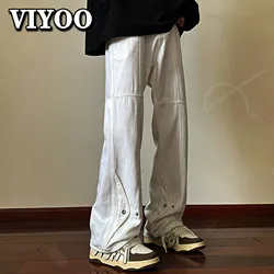 Pantalones de cintura alta Y2K para hombre, ropa de calle alta, pantalones vaqueros holgados y rectos, pantalones casuales, estilo coreano, moda 2023