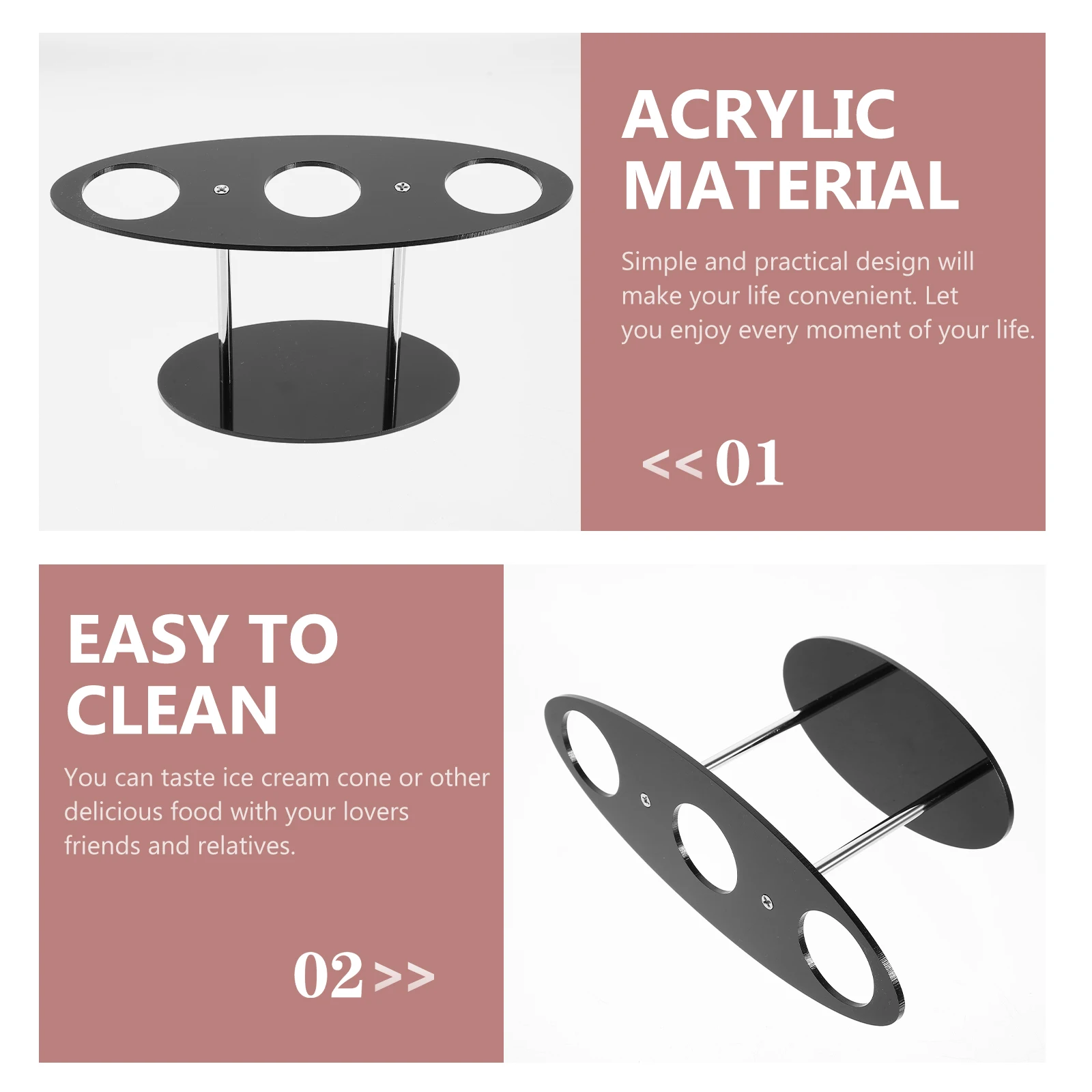 

Cream Cone Stand Acrylic Sushi Hand Roll Stand 3-Hole Holder For Sushi Hand Rolls Dessert Display Rack Kitchen Gadget