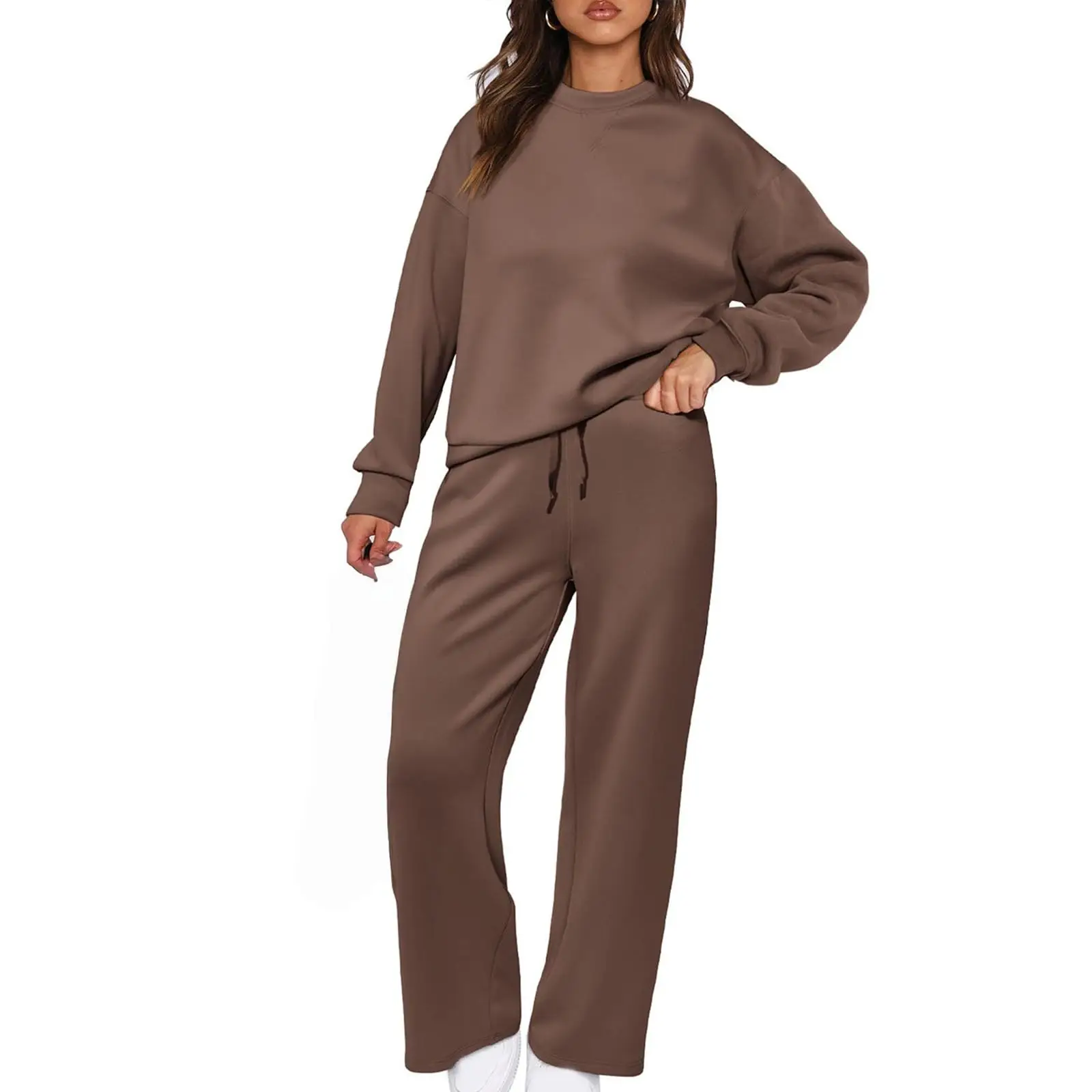 Autumn Spring 2 Pieces Women Sets Pullover For Women Tracksuit Round Neck Sweatshirt And Straight Jogging Pants Suits