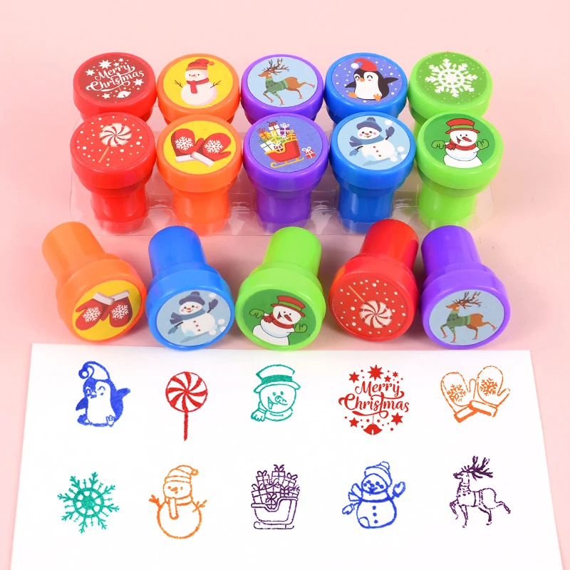 

1set Cartoon Animal Unicorn Snowman Panda Self-ink Stamps Toy Kids Happy Birthday Christmas Party Boy Girl Gift Decor Supplies