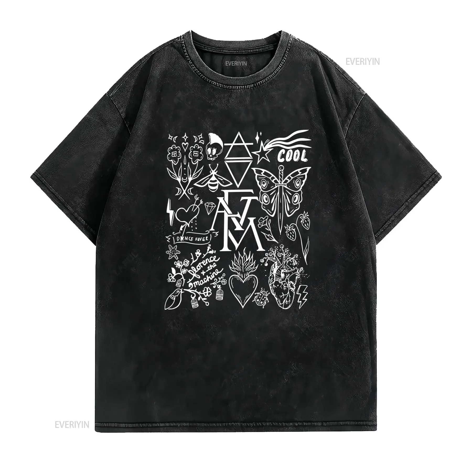 Camiseta de Florence And The Machine Suave Transpirable Tejido Ligeramente Elástico Cuello Redondo Estampada con Letras