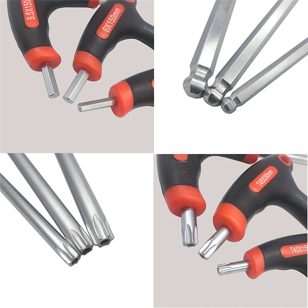 10PCS Torx Hex Wrench Set Allen Key Ball End T-Handle Screwdriver Spanner For Auto Bike Motorycle Reapair Tool Driver Universal