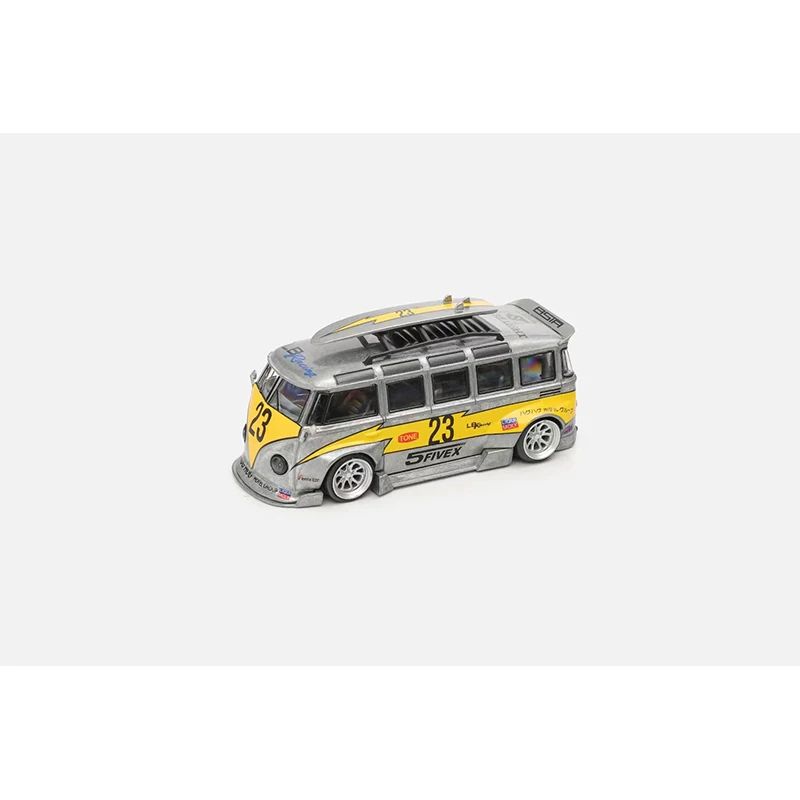 LMLF In Stock 1:64 Kombi T1 Yellow Flash 23# Raw Silver Chase Diecast Diorama Car Model Collection Miniature Toys