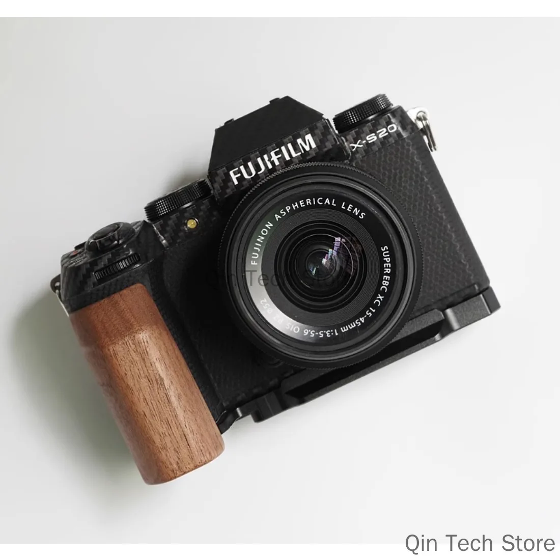 WoodCamera L Placa Hand Grip para Fujifilm XS20 Camp Base, Ebony Walunt, Quick Release, Arca Swiss Tripod Mount, Fotografia