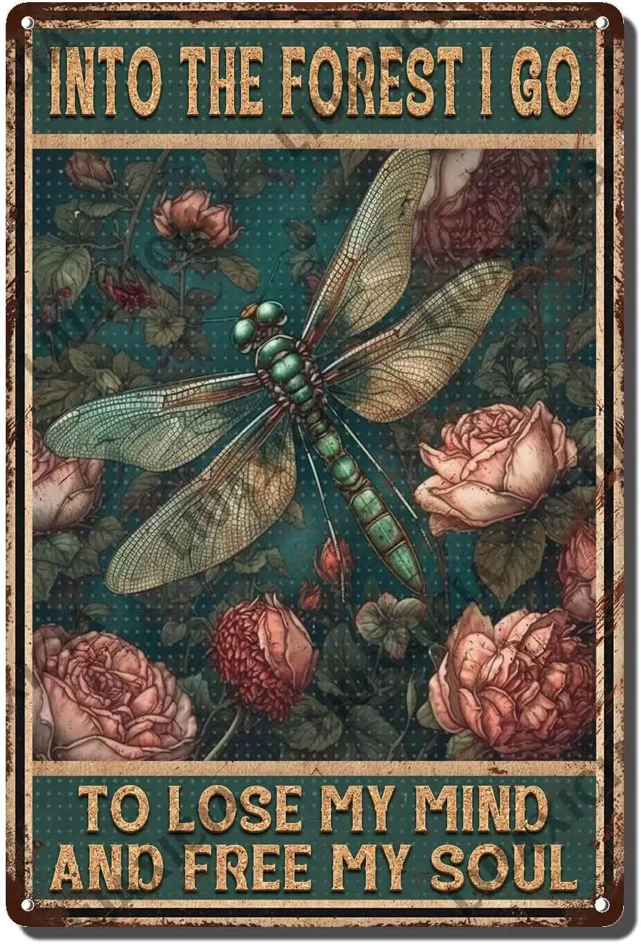 LIUAXICIA Vintage Metal Tin Sign 8x12 inch Dragonfly Wall Decor Aluminum Sign for Home Bar Pub Movie House, Funny Retro Wal sign