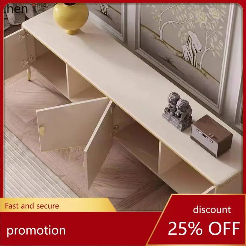 

HT light luxury living room TV cabinet retro senior home solid wood storage TV floor cabinet living room decoration