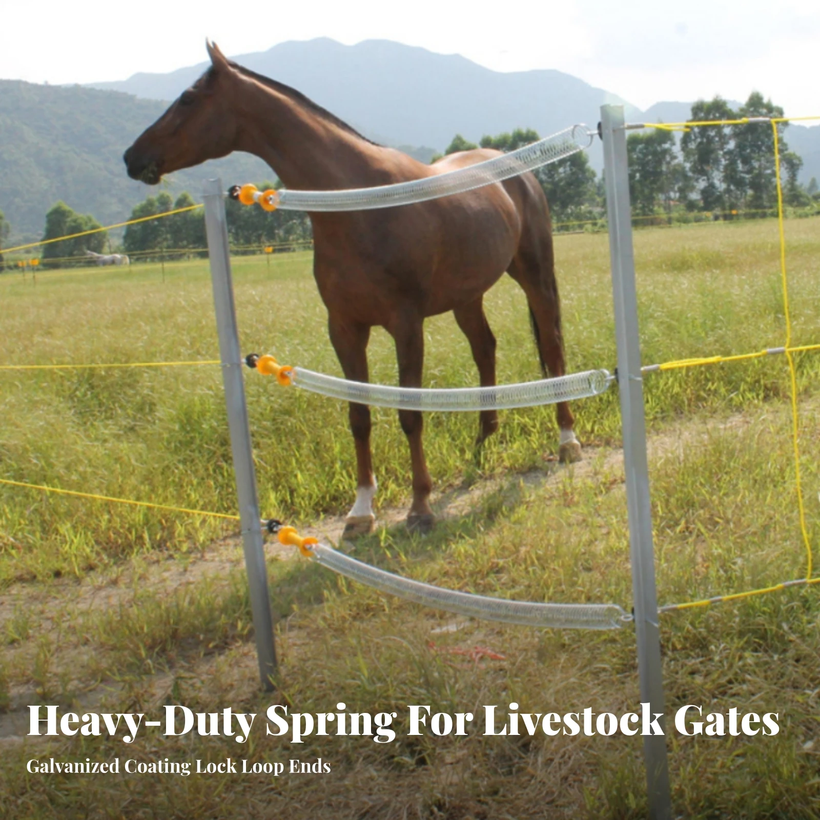 Electric Fence Spring Gate Ergonomic Spring Gate with Insulated Handle Anti-Skid Long Lasting for Farmers, Livestock Enclosure
