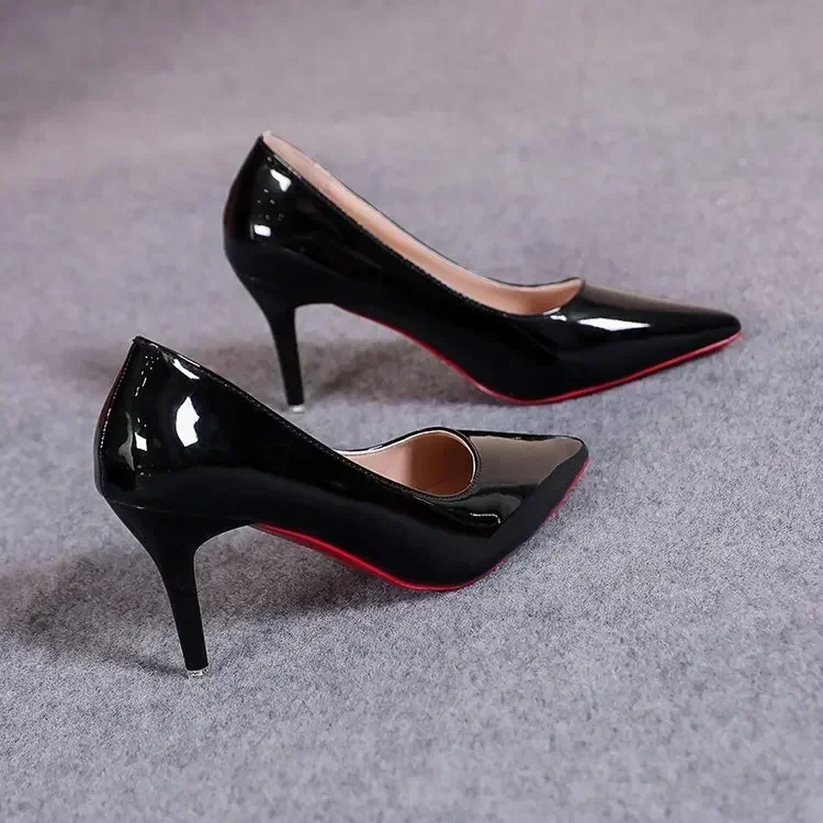 Sexy Spitze Lackleder High Heels Elegante Damen-Stilettos für Partys Klassische Schwarze Pumps für Beruf und Freizeit – Detail 35