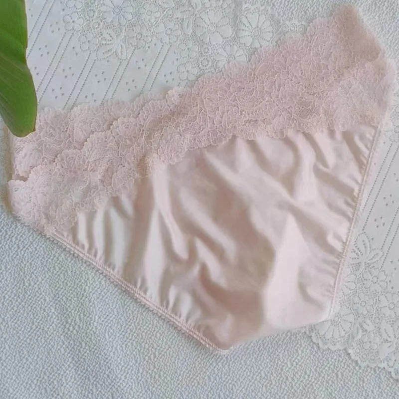 Men's Briefs Low Waist Lace Bow Panties Ice Silk Satin Man's Convex Pouch Man's Sexy Underwear