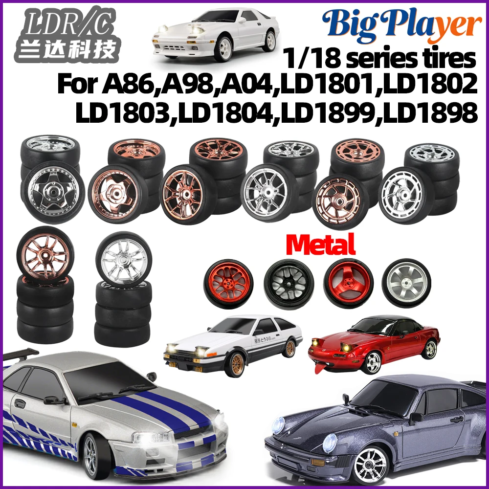 LDRC RC Drift Racing Tyre Metal Wheel Hub Hard Parts for 1/18 AE86 LD1801 LD1802 LD1803 LD1804 LD1899 RC Car Upgrade Accessories