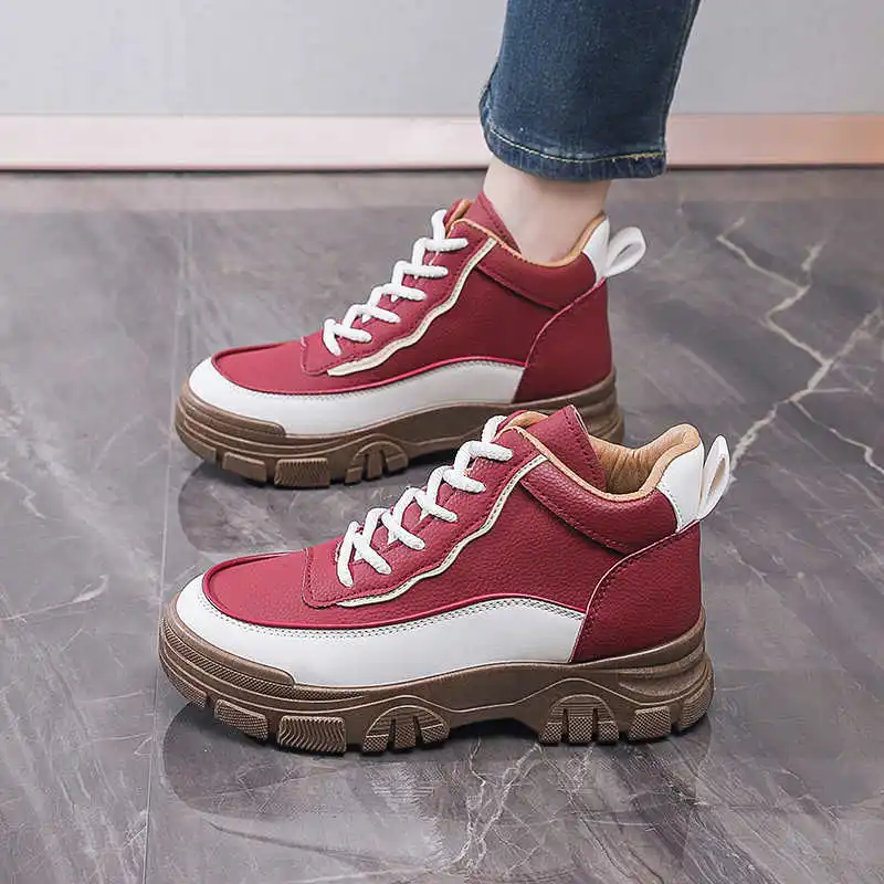 Chaussures de sport montantes pour femme, tissées, beiges, classiques, pour l'entraînement et le sport