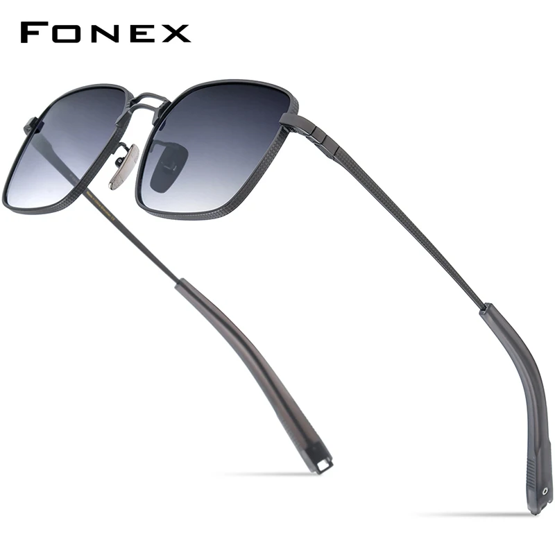 

FONEX Titanium Sunglasses Men Fashion Retro Vintage Square 2023 New High Quality Nylon Lens UV400 Sun Glasses Women MRX-8827T