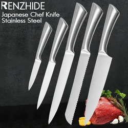 RZD Japanese Stainless Steel Knives Set 8'' INCH Cooking Bread Slicing Meat Utility Paring Fruit Knife Full Tang Blade Tool