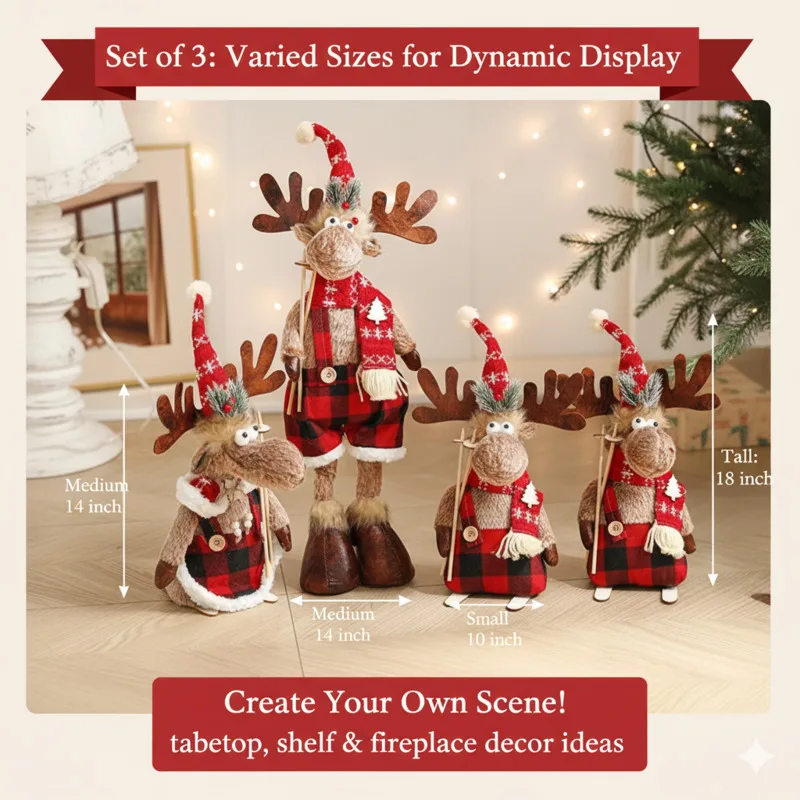 

Лось американский рождественский плюшевый олень большой регулируемый стоячий кукла Ins милый эластичный орнамент праздничный домашний декор подарок новый