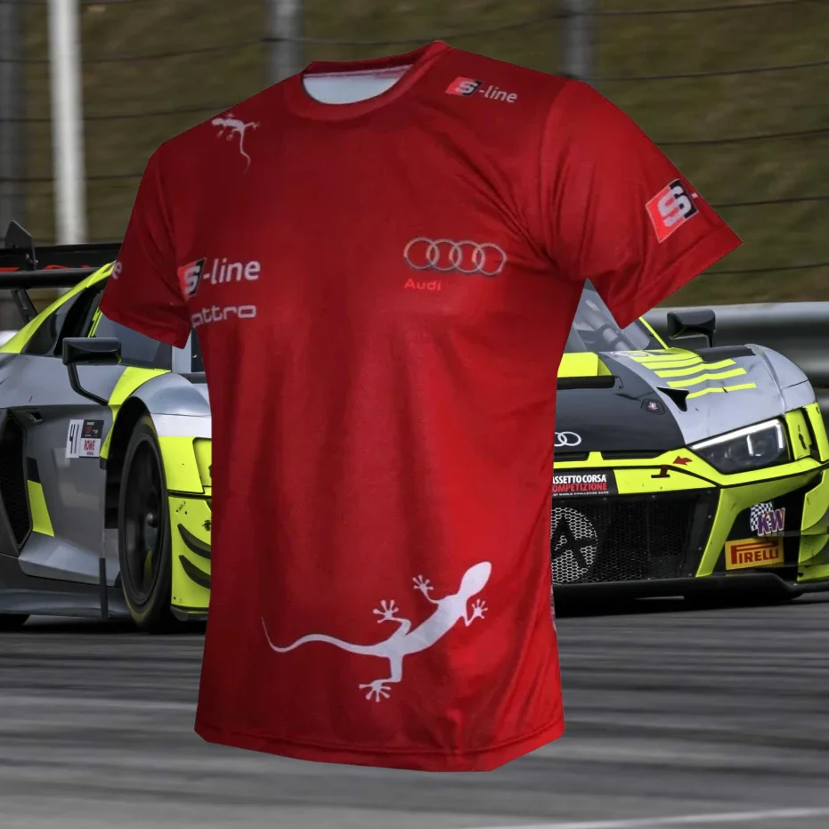 

Летняя модная мужская футболка с принтом для гонок на мотоциклах Audi, мужская и женская быстросохнущая гоночная футболка с коротким рукавом для взрослых