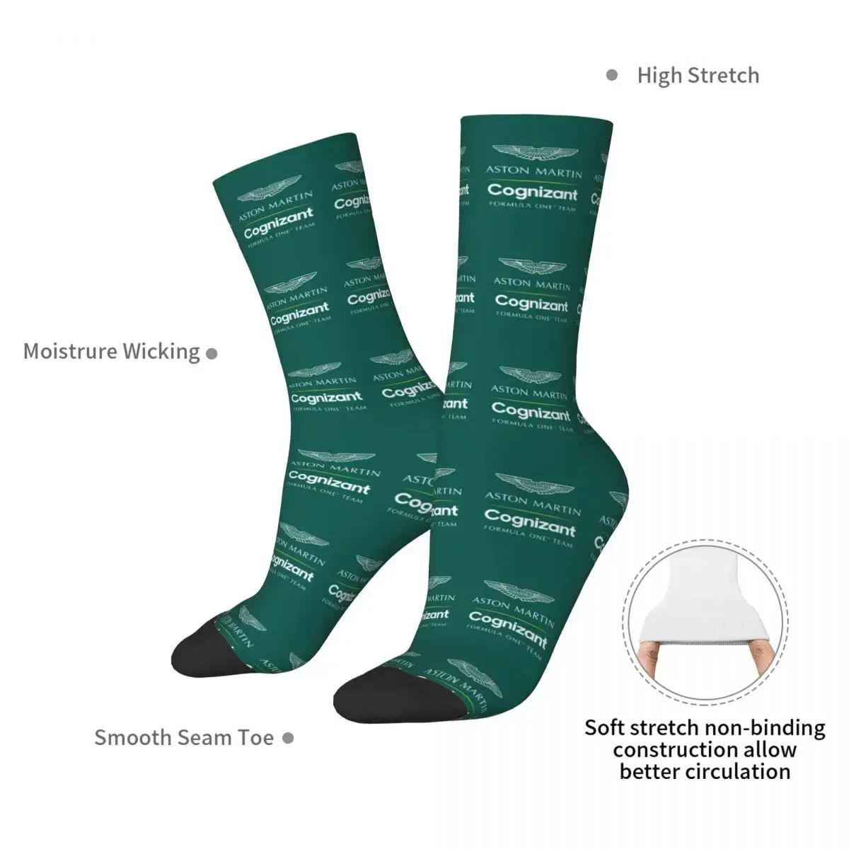 Aston Martin F1 Formula One Team Socks Harajuku Super Soft Stockings All Season Long Socks Accessories for Unisex Gifts