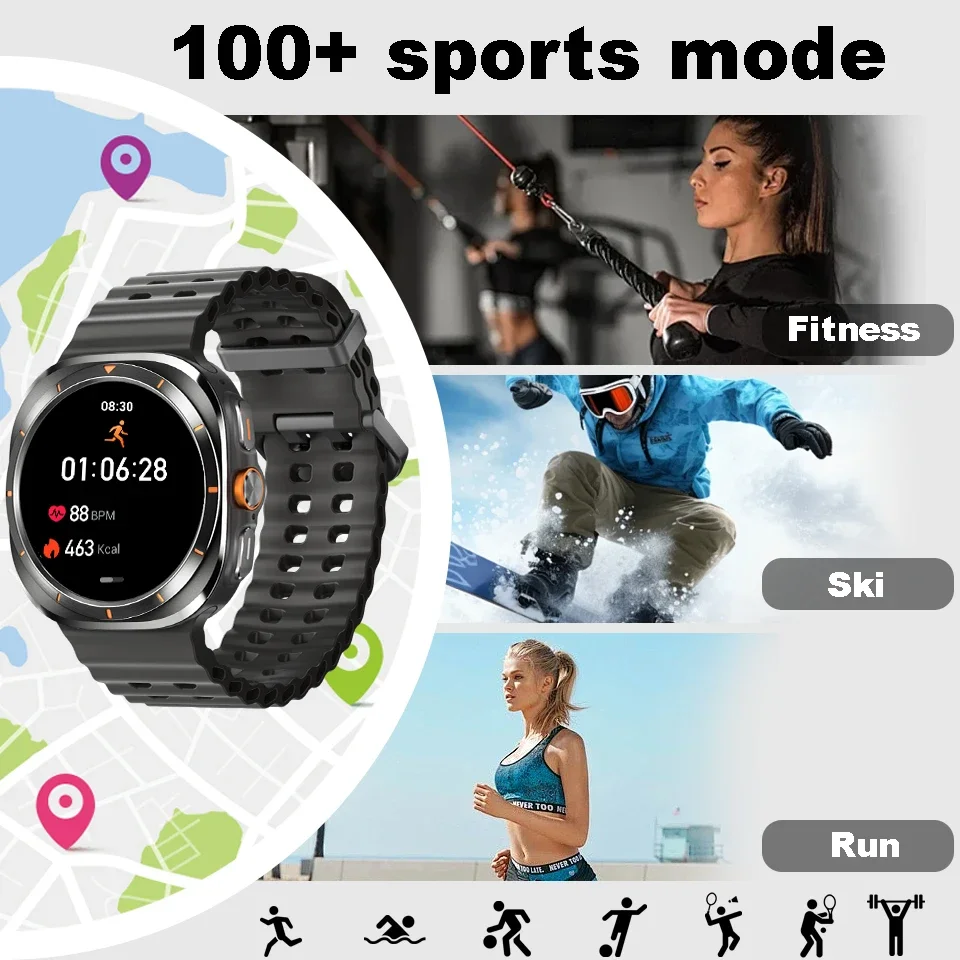 For Samsung Galaxy Watch 7 Ultra GPS Compass NFC Smart Watch Outdoor Sports Man AMOLED BT Call IP68 Galaxy 6 Upgraded Smartwatch