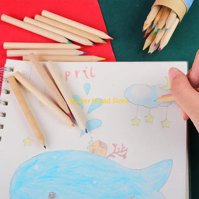 W89C 12 Màu Sắc Tươi Sáng Bút Chì Tô Màu Động Cho Bé Trai Bé Gái Trẻ Học Sinh Quà Tặng