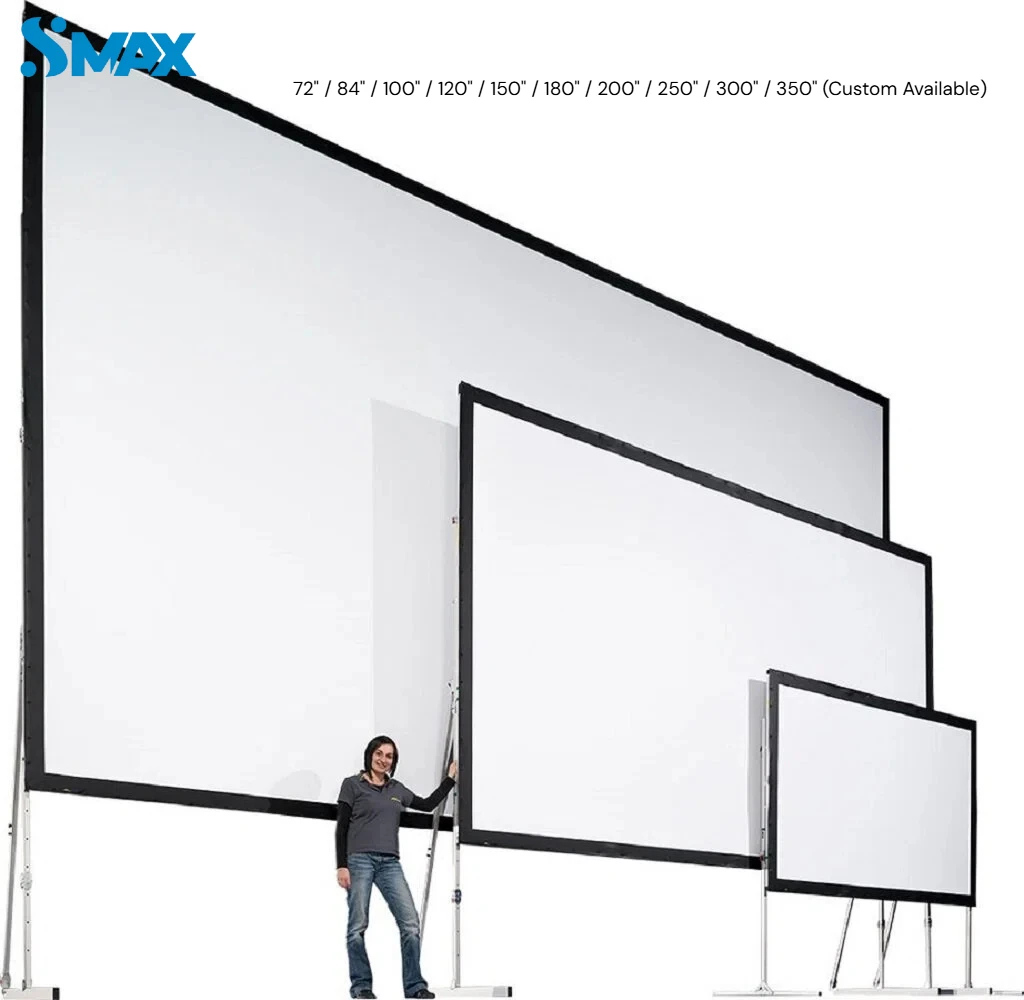 Portable Fast Fold Projection Screen 16x9 ft Aluminum Frame Quick Setup for Stage Rental & Outdoor Events