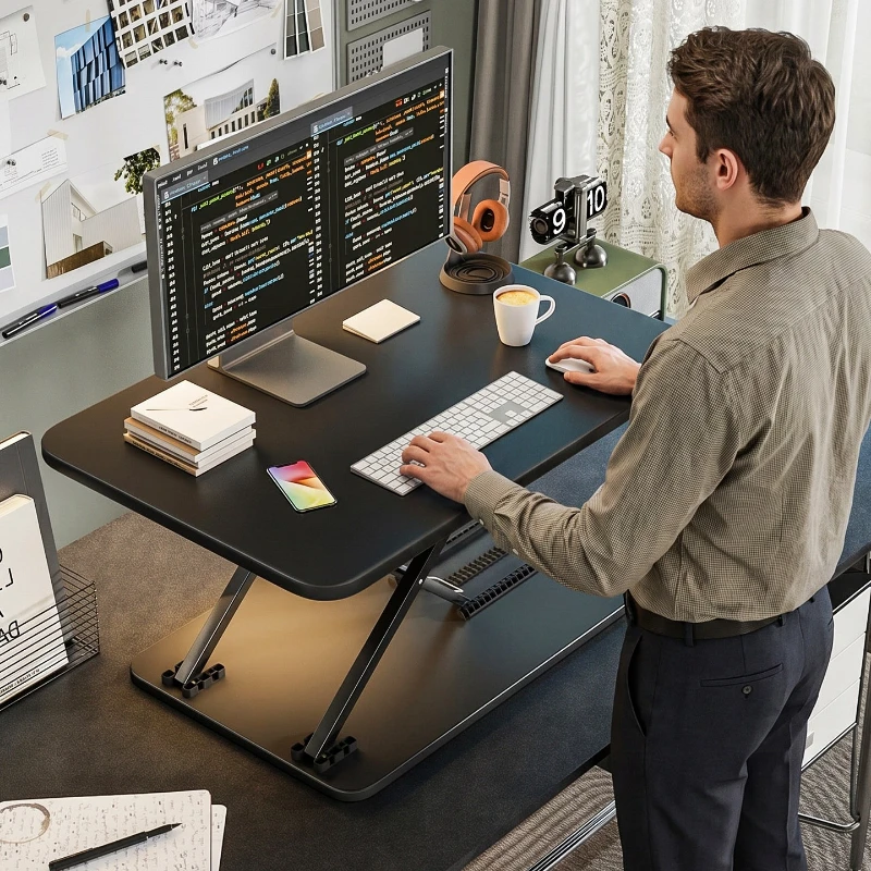Standing office computer desk can be lifted and lowered multi-gear adjustment height table household movable lifting workbench