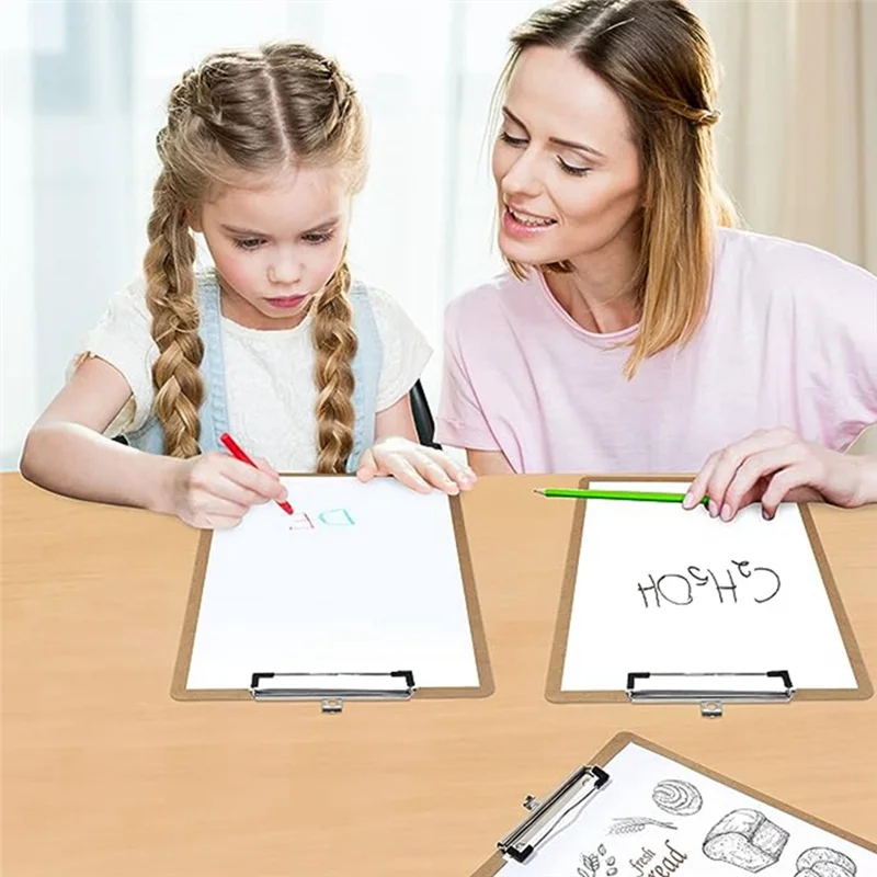 AED5-10Pcs Wooden Board Clips Flat Folder Menu Holder Wooden Clipboard Splints For Office, School, Classroom Supplies Brown