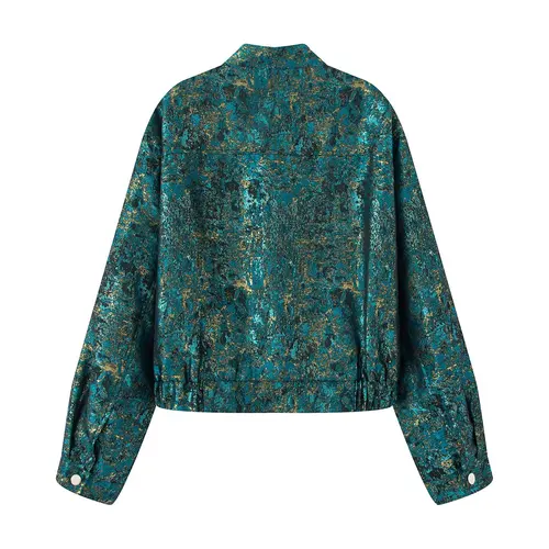 Imagen 2 del producto 2025 otoño nuevo estilo de moda para mujer textura de hilo metálico chaqueta de manga larga abrigo