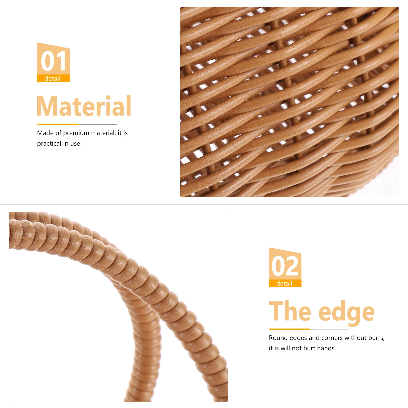 

Woven Shopping Basket Hand-Woven Handbag Large Capacity Picnic Storage Basket Woven Breads Storage Holder